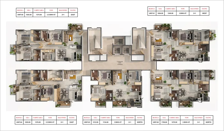 Tower B typical floor plan